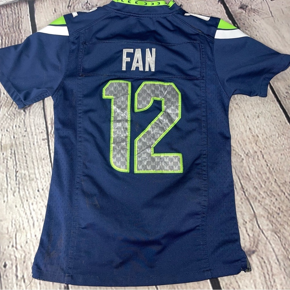 Nike Kids Navy Blue & Neon Green '12' Fan Jersey